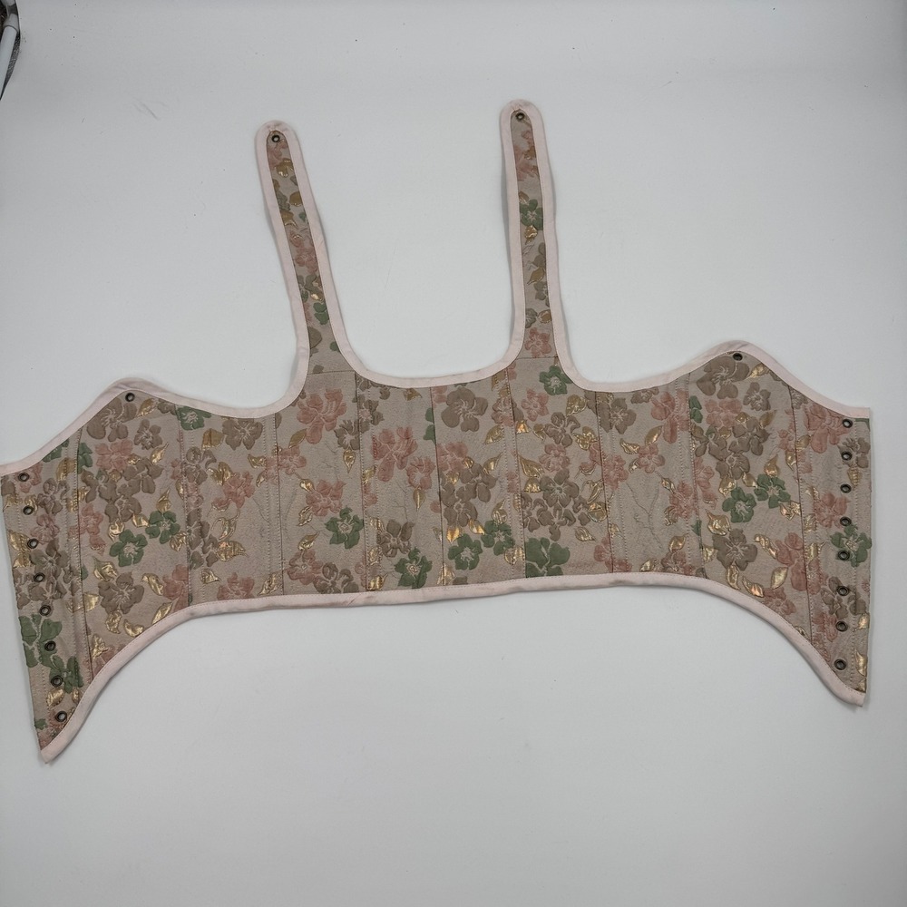French Meadows Floral Tapestry Corset Stays Bodice Pink Gold Renaissance PNW - Picture 9 of 14